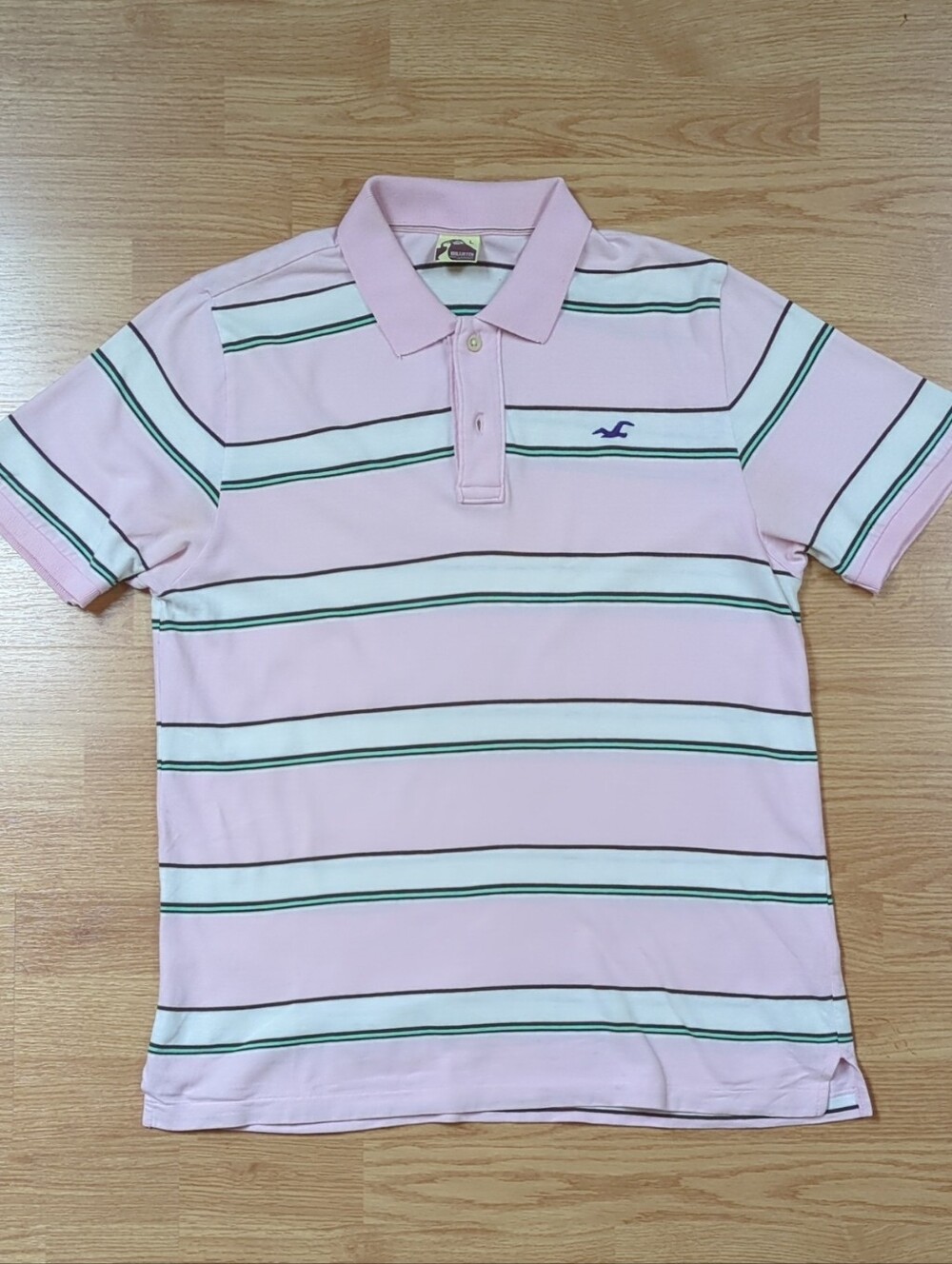 Hollister Vintage Pink Striped Polo Shirt